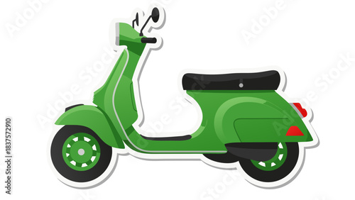 Vibrant Green Vintage Scooter With Chrome Accents And Black Seat On A Solid Black Background Modern Retro Transportation And Urban Mobility Concept