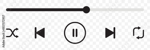 Video and audio music play button icon on white background. Play button icon concept. Music or video play bar icon.