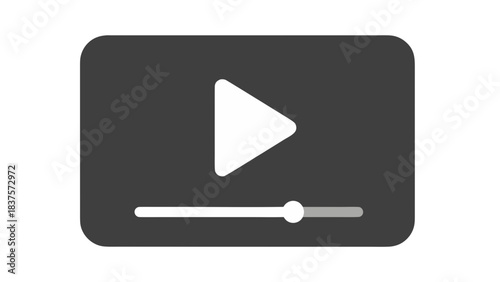 Video Player Interface Icon with Play Button and Progress Bar Symbolizing Digital Media Playback and Streaming Content on a Dark Background