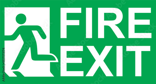 Fire Exit Sign Icon – Emergency Escape Route Symbol, Safety Direction Green Running Man Sign for Evacuation and Building Safety