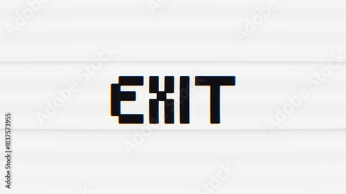 EXIT text animation with a dynamic digital glitch and chromatic aberration. Ideal for retro gaming, UI, tech videos, intros, outros, or impactful transitions.