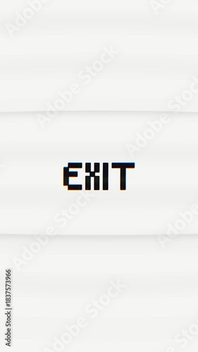 EXIT text animation with a dynamic digital glitch and chromatic aberration. Ideal for retro gaming, UI, tech videos, intros, outros, or impactful transitions.