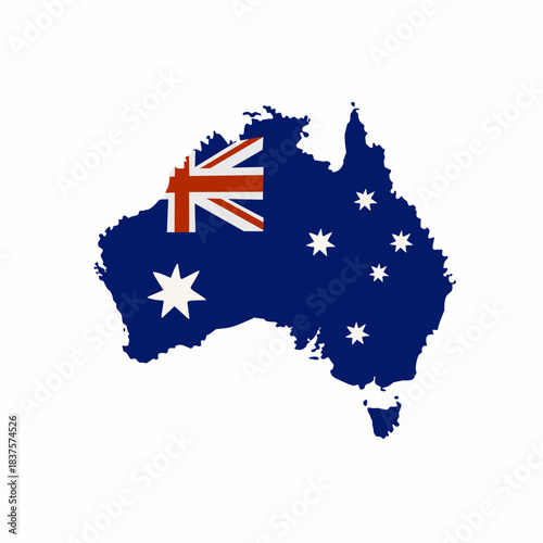 Australia Map Illustration in Flat Style for National Theme