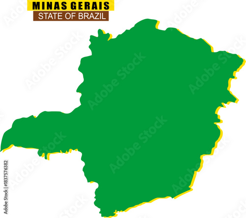 Minas Gerais State map of Brazil in state colors
