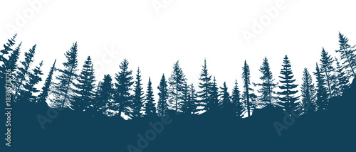 Silhouette of a forest, isolated on white background, vector illustration