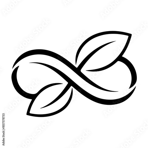 Infinity symbol with two leaves integrated into the design