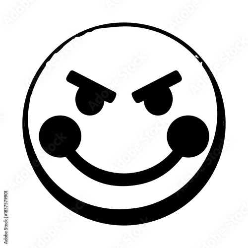 Download black and white evil emoji svg vector file for free use in graphic design projects and templates