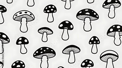 Flat B&W mushroom wallpaper
