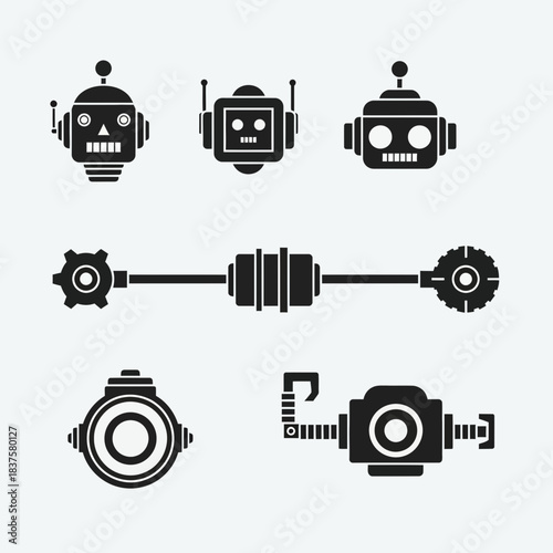 Crafting the Future Retro Style Robot Heads and Mechanical Parts for Inventive Projects, Futuristic Designs and Nostalgic Concepts, Great for Tech Designs