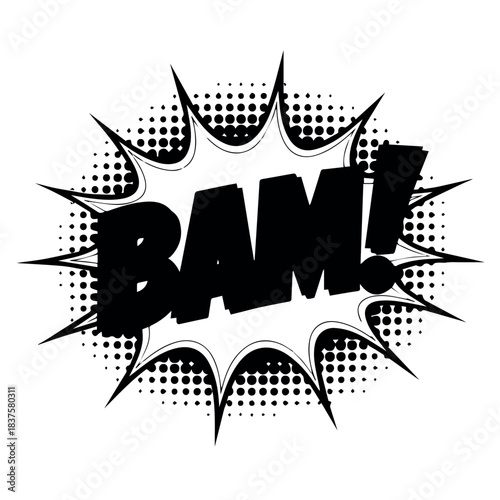 Bam comic book speech bubble vector illustration for superhero action and expression graphic design art
