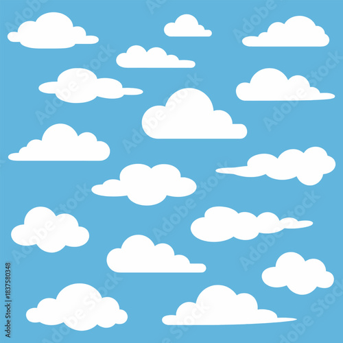 White Clouds on Blue Sky Background