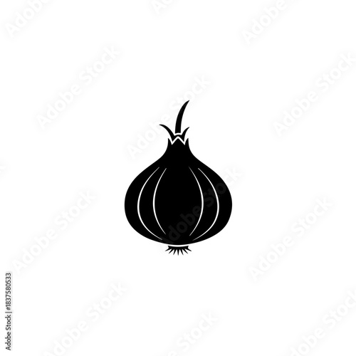 Onion silhouette isolated on transparent background