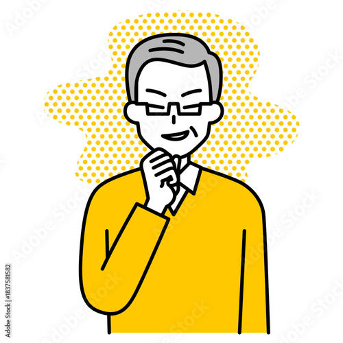 悪巧みをする年配の男性