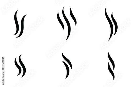 steam, smoke, vapor, swirl, curl, icon, symbol, black, white, graphic, design, element, abstract, motion, flow, heat, cooking, beverage, aroma, wisps, curves, lines, set, collection eps 10