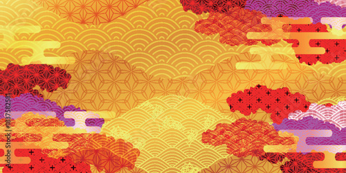 和柄　カラフル　模様　背景