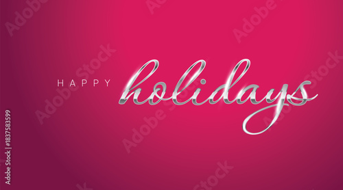 Happy holidays golden letters banner on blue background, new year christmas holidays typography copy