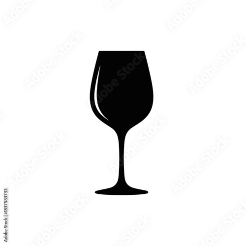 Elegant black silhouette of a classic wine glass perfect for menus logos or beverage design concepts