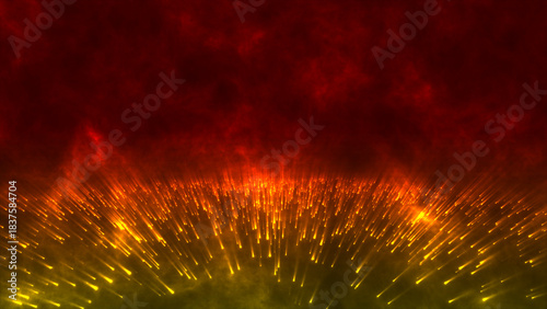 Fiery Red and Yellow Meteor Shower Abstract Background