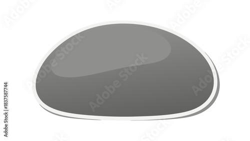 A Smooth Gray Oval Rock With A White Outline And A Subtle Shadow Rests On A Black Background Displaying A Simple Clean Aesthetic