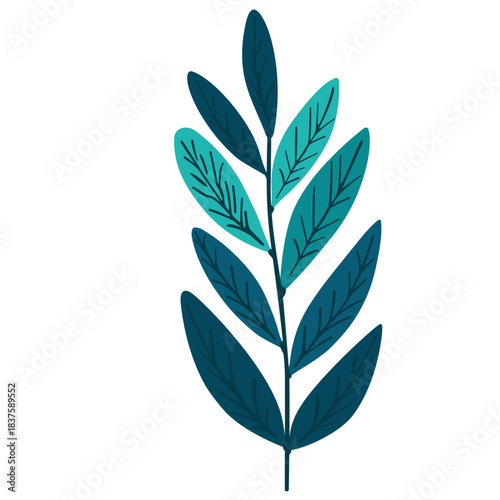 A vibrant green and teal leafy branch illustration, perfect for nature-themed designs