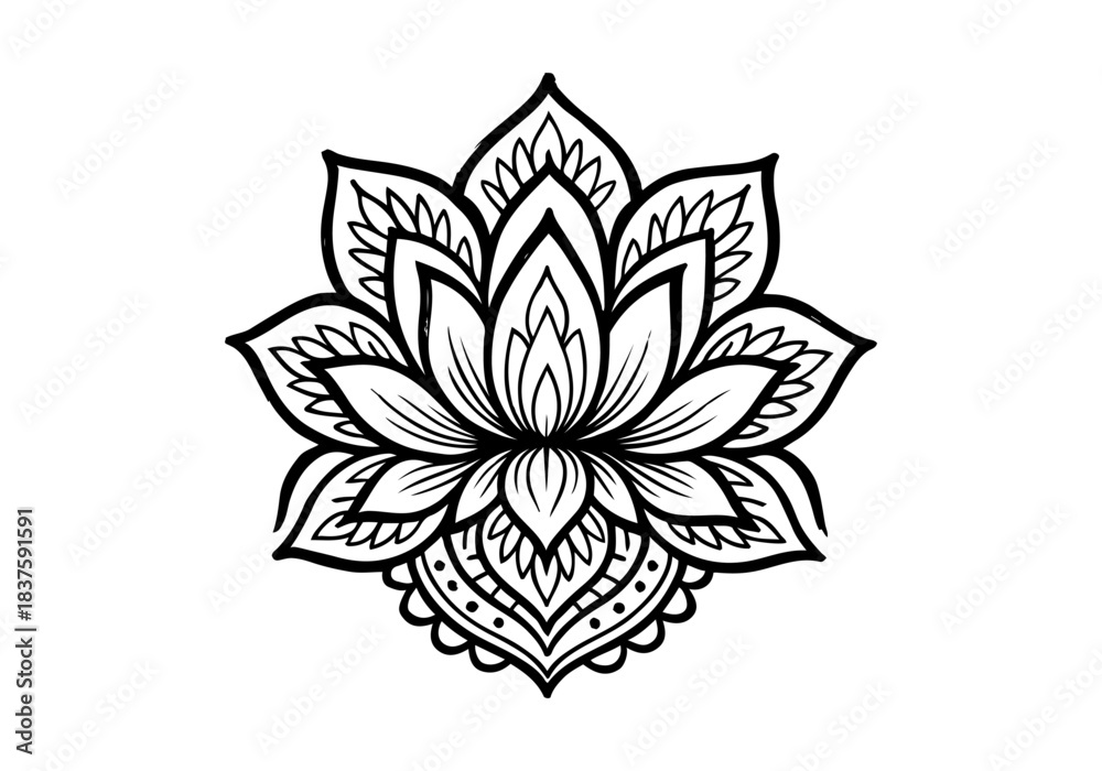 Fototapeta premium Lotus Flower hand drawn simple sketch vector illustration