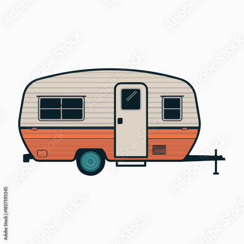 Vintage camper trailer vector illustration for travel and camping adventure design and vacation 100