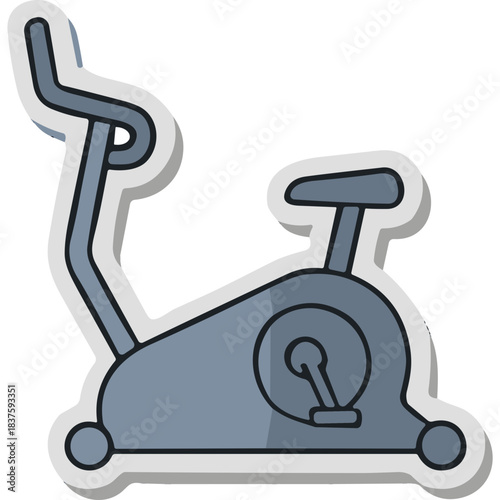 Modern Stationary Exercise Bicycle With Handlebars And Seat In A Flat Graphic Style Featuring A Shadow Effect On A Black Background