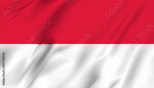Vibrant Indonesian flag waving gracefully, symbolizing national pride and unity - perfect for travel, culture, and patriotic themes
