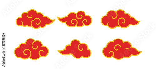 chinese clouds flat illustration bundle