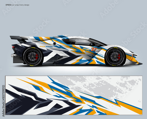 Motorsport car Livery wrap design– Green and Black Car Wrap Template, include printable file, editable file.