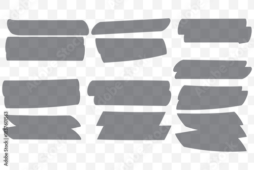 Hand Drawn Yellow Sharpie Marker Strokes, Brush Pen Underlines, Highlighter Scribble Lines Set