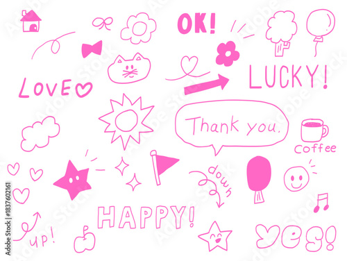 手描きあしらセット　イラスト　アイコン　