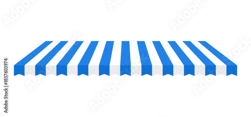 Blue White Store Canopy – Shop Awning Vector Illustration
