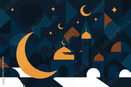 Modern United Arab Emirates national holiday artwork featuring abstract shapes simplified people and clean bold celebratory themed elements