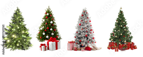 Decorated Christmas Tree PNG with Ornaments and Transparent Background