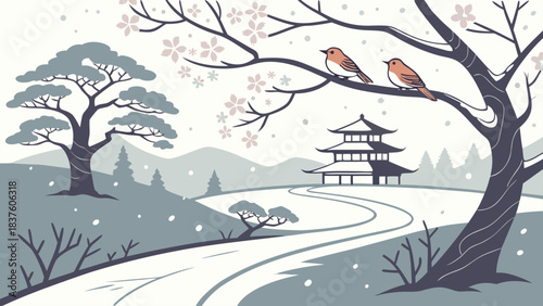 winter landscape with trees and snow