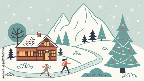 winter landscape with house