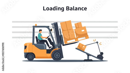 Forklift Operator Adjusts Load Balance on Palletizer for Safe Warehouse Operations
