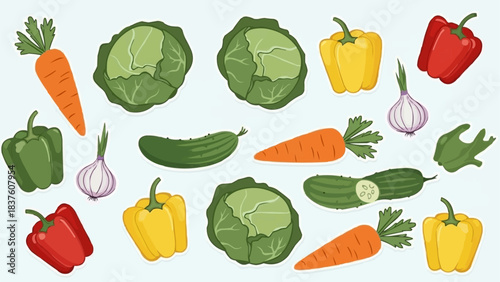 Assortment of Fresh Vegetables and Produce Collection.