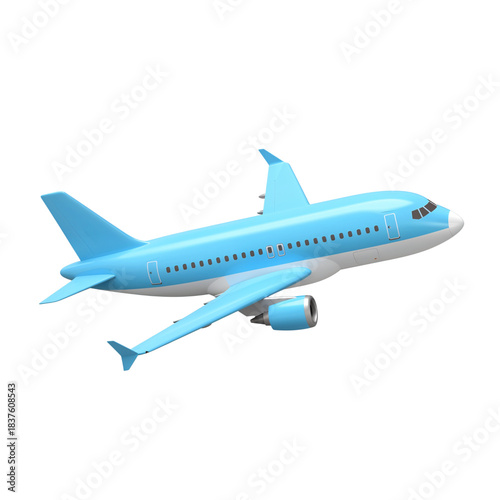 Wallpaper Mural A light blue passenger jet airplane with engines and wings in flight isolated on transparent background Torontodigital.ca