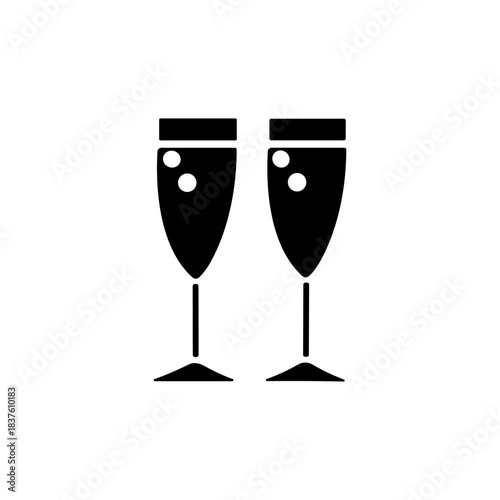 Champagne Glasses  icon or logo isolated sign symbol vector illustration - high quality black style vector icons