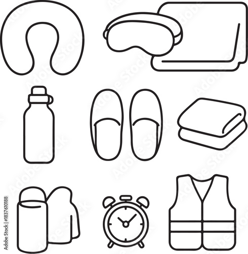 Office Nap Set Line Art Icon Collection.eps