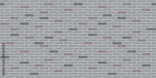 gray bricks wall pattern, wide horizontal vector template