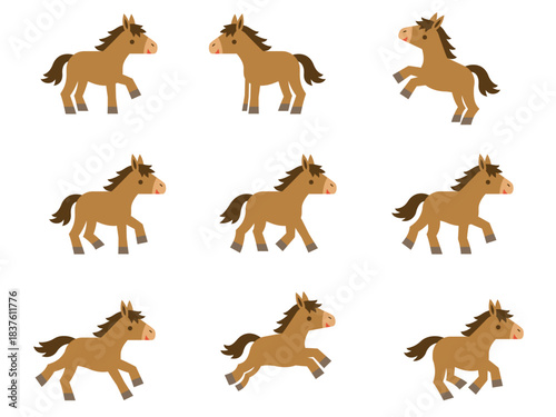 可愛い馬のイラストセット