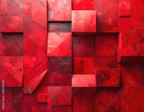 Abstract red blocks with light variation