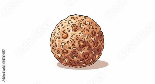 Detailed Textured Illustration of a Large Round Object like a Cookie, Planet, or Stone