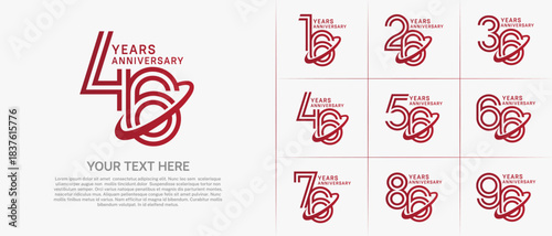 Anniversary logo type set with double line number. red color with swoosh can be use special moment