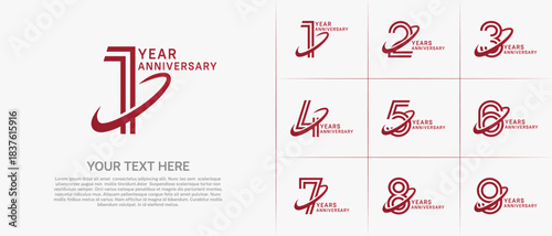 Anniversary logo type set with double line number. red color with swoosh can be use special moment