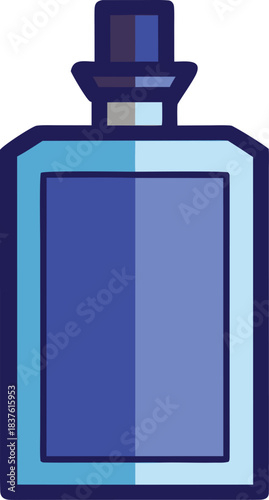 Blue glass perfume bottle isolated on a white background, a blank liquid flask package object