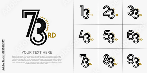 Anniversary logo type set with double line number. black and green color can be use special moment